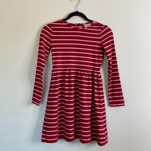 Hanna Andersson Other - Hanna Andersson striped long-sleeve dress maroon pink Sz 140